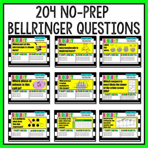 Biology Bell Ringers Warm Up Questions FULL YEAR BUNDLE The