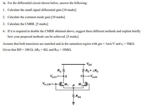 Solved A. For the differential circuit shown below, answer | Chegg.com