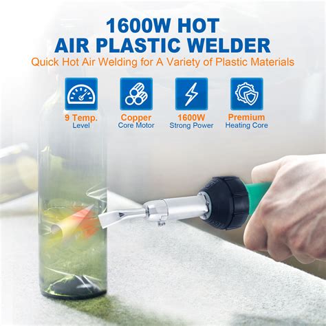 Hot Air Gun Welding Torch 1600W Heat Gun Plastic Welder Kit With Nozzles Roller EBay