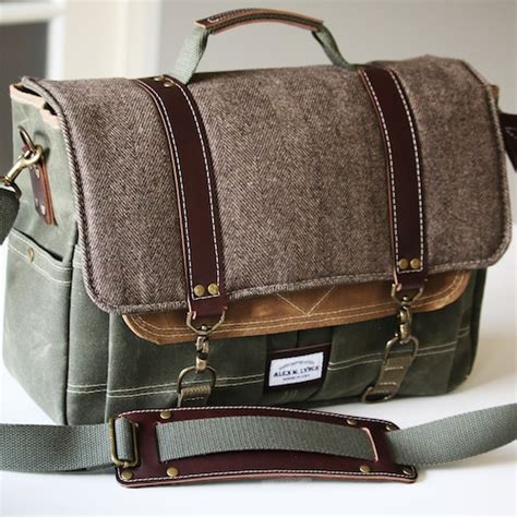 Waxed Canvas Messenger Bag Laptop Bag Handmade by Alex M - Etsy