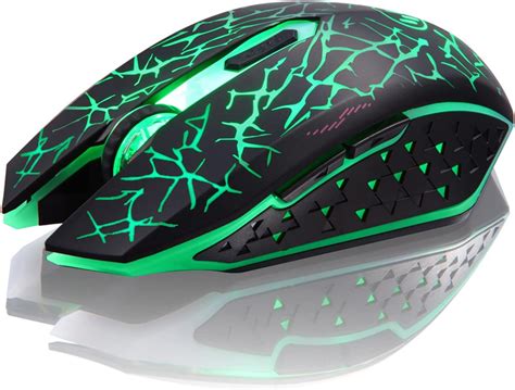 Uiosmuph K6 Kabellose Maus Gaming Wiederaufladbarer LED Optischer