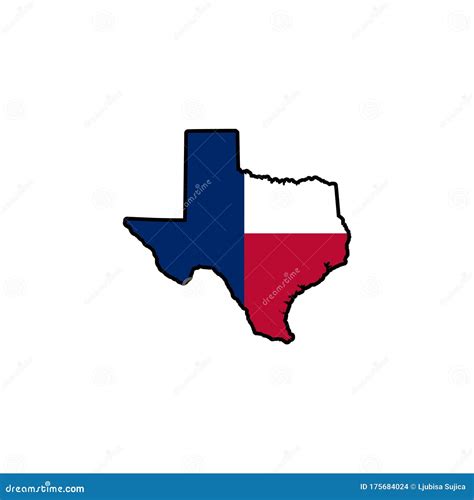 Silueta De Mapa De Estado De Texas Aislada En Fondo Blanco Stock De