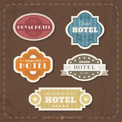 Vintage Flat Hôtel Insignes Collection Vecteur Gratuite