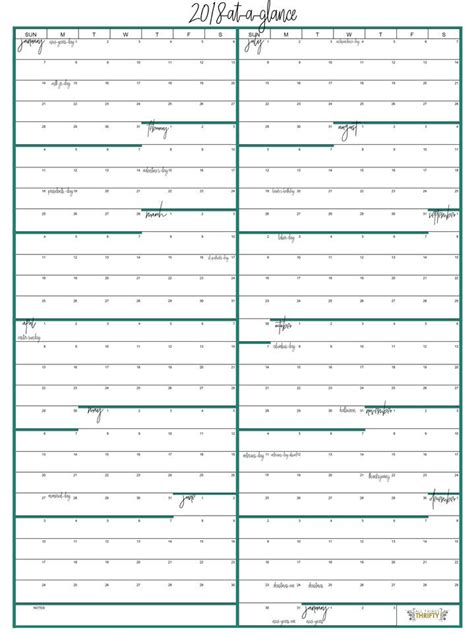 Printable Calendar Year At A Glance