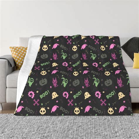 Xmxt Throw Blanket Halloween Cartoon Ghost Patterns Machine Washable