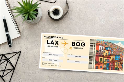 Colombia Trip Gift Ticket Template | SnapyBiz