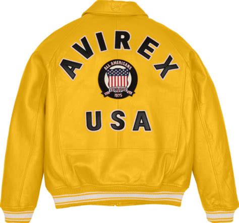 Avirex Yellow Leather Icon Jacket Inc Style