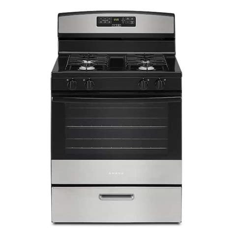 Amana 5 1 Cu Ft 30 In 4 Burner Freestanding Gas Range In Stainless