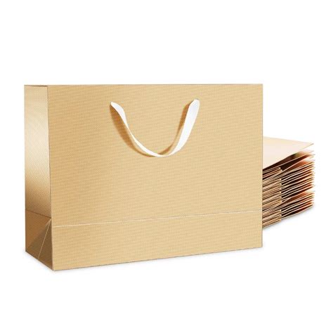 Packqueen 12 Extra Large T Bags 16x6x12 Inches Glossy Gold T Bags Bulk Large T Bags