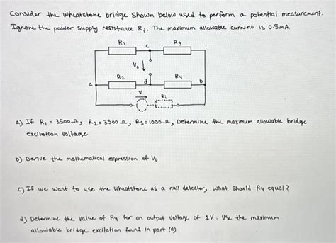 Consider The Wheatstone Bridge Shown Below Used To Chegg