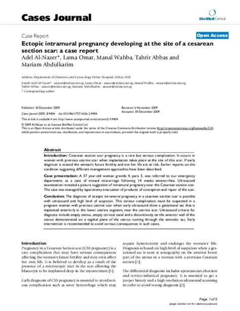 Pdf Ectopic Intramural Pregnancy Developing At The Site Of A Cesarean