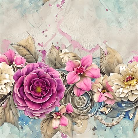 Stunning Shabby Chic Vintage Flowers Wallpaper Painting Creative Fabrica