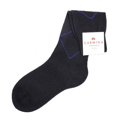 Short Navy Argyle Socks Carmina