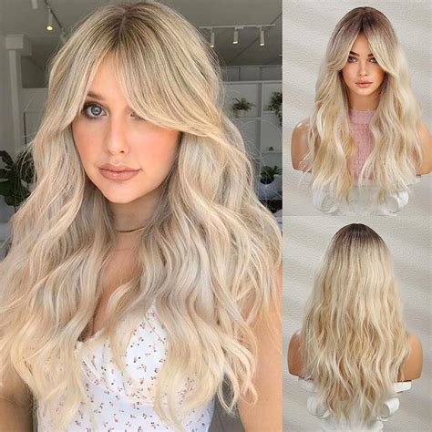 Esmee Long Wavy Ombre Blonde Wigs For Women Natuaral Synthetic Hair