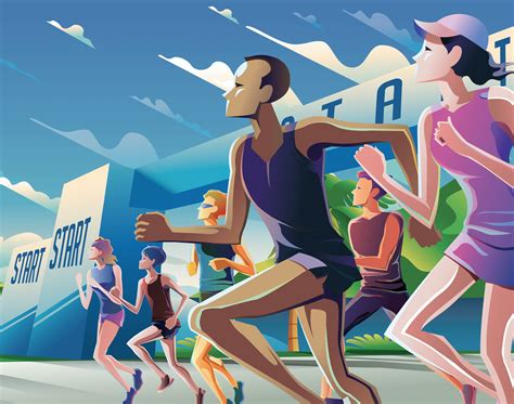 Marathon Running Theme Art 628765 Vector Art At Vecteezy