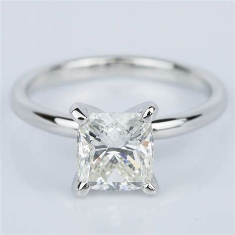 Cushion Cut Diamond Solitaire Engagement Ring In Platinum 1 50 Ct