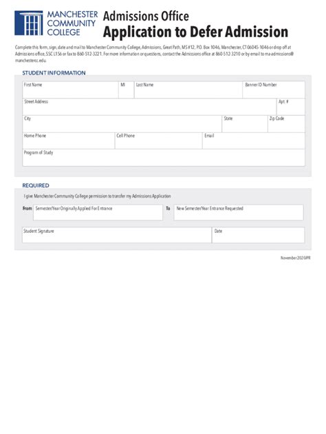 Fillable Online Fill Free Fillable Application To Defer Admissions