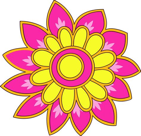 Beautiful Pink And Yellow Flower Background In Flat Style 24156456