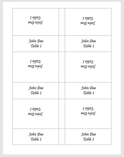 98 Printable Word Table Place Card Templates Now With Word Throughout