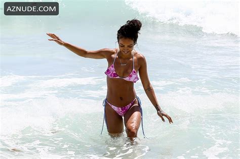 Karrueche Tran Sexy In A Skimpy Pink Bikini While Enjoying A Beach Day In Miami With Her Nfl