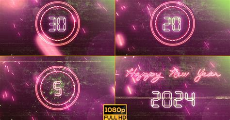 New Year Countdown 2024 Neon V3, Backgrounds Motion Graphics ft. abstract & celebrations ...