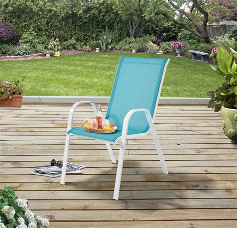 Mainstays Outdoor Patio Sling Mesh Chair Stackable Aqua