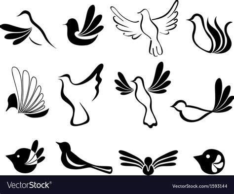 Abstract bird symbol set Royalty Free Vector Image