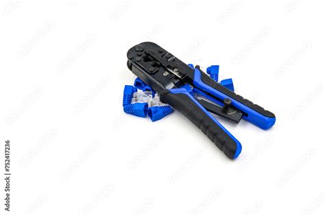 Modular Plug Crimper For Rj 45 White Background Crimper Twisting