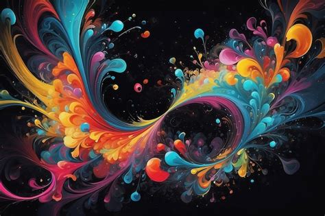 Una Pintura Abstracta Colorida Con Remolinos Y Burbujas En Un Fondo