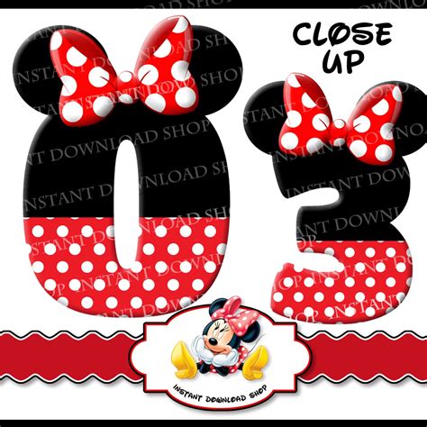 Instant Download Minnie Mouse Numbers Minnie Mouse Digital