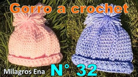 Gorros N° 32 Tejidos A Crochet En Puntos Altos Y Relieves Con Pompón