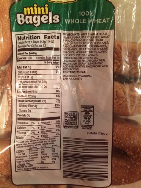 L Oven Fresh Bagels 100 Whole Wheat Pre Sliced Calories Nutrition