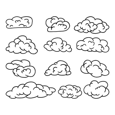 Premium Vector | Set of cloud line art vector