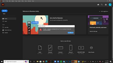 Illustrator not opening AI file for being in an "u... - Adobe Community ...