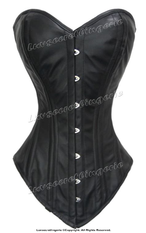 Heavy Duty 26 Double Steel Boned Waist Train Leather Long Overbust Corset 8149 Ebay