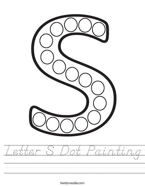 Letter S Dot Painting Worksheet - D'Nealian - Twisty Noodle