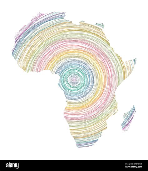 Africa Map Filled With Concentric Circles Sketch Style Circles In