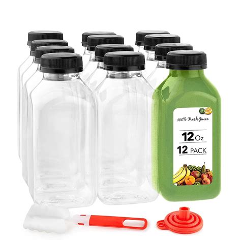 Juice Bottles With Caps For Juicing Smoothies Reusable Clear Empty