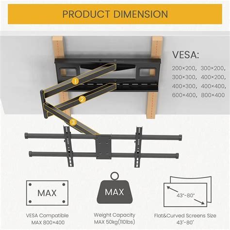 Mm Bras Support Tv Mural Orientable Et Inclinable Fixation Murale