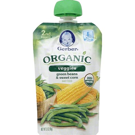 Gerber Organic 2nd Foods Baby Food, Green Beans & Sweet Corn, 3.5 oz ...