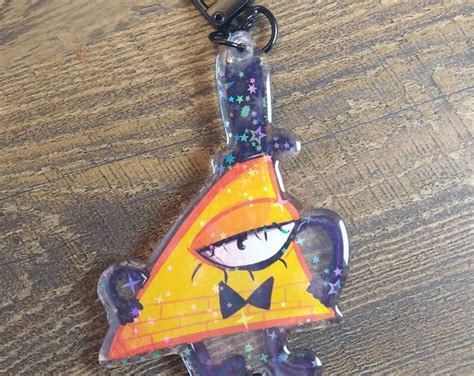 Gravity Falls Bill Cipher Holographic Epoxy Keychain 35 In Etsy