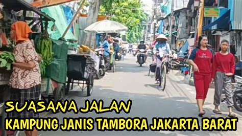 Melintas Pagi Jalan Kampung Janis Tambora Jakarta Barat Pinggiran Rel