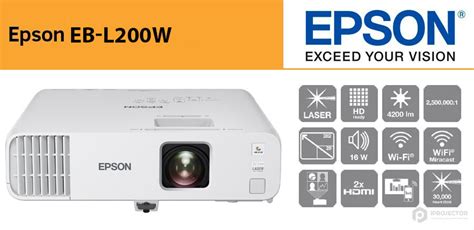 Epson EB L200W 3LCD WXGA Standard Throw Laser Projector With Built In