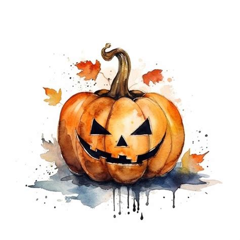 Premium AI Image There Is A Watercolor Painting Of A Pumpkin With A