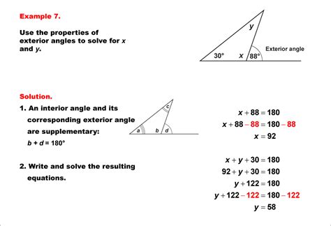 Math Examples Collection Equations Using The Exterior Angle Theorem