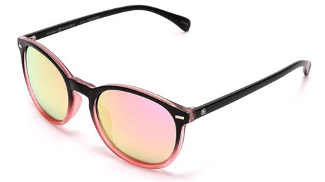 Polarized Round Verona Horn Rimmed Sunglasses Black Pink Gold Samba Shades