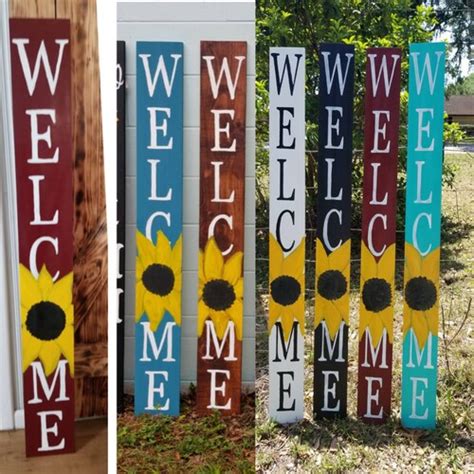 Welcome Home Sign Sunflower Sign Porch Sign Welcome Sign Etsy