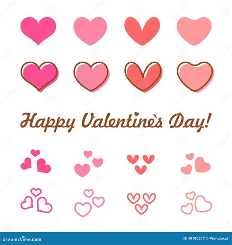 Valentines Day Heart Vector Icon Set Stock Vector Illustration Of Love Pink 49190217