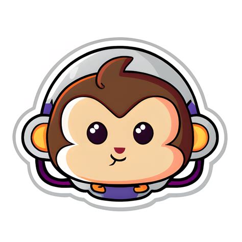 Monkey Astronaut Kawaii Chibi Sticker Creative Fabrica