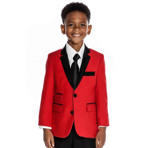 Boys Red And Black Tuxedo 4 Piece Set Black Tuxedo Red Tuxedo